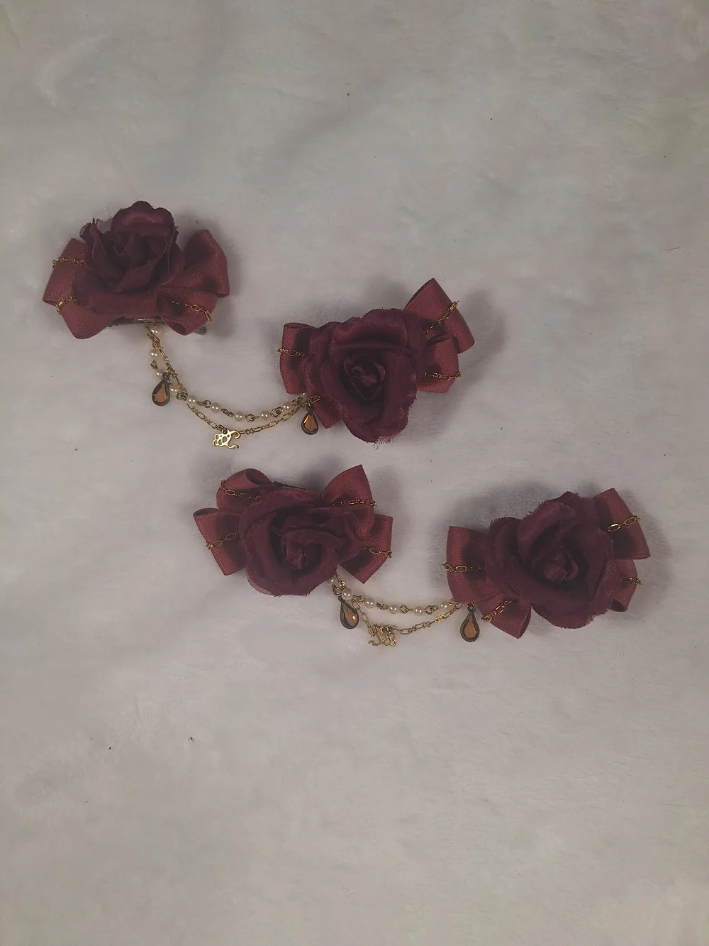 Innocent World Burgundy Rose Chain Hair Ornaments | Set of 2 🎀